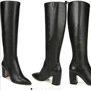 New! Sam Edelman Hai Knee High Black Leather Boot Size 7 M DD322